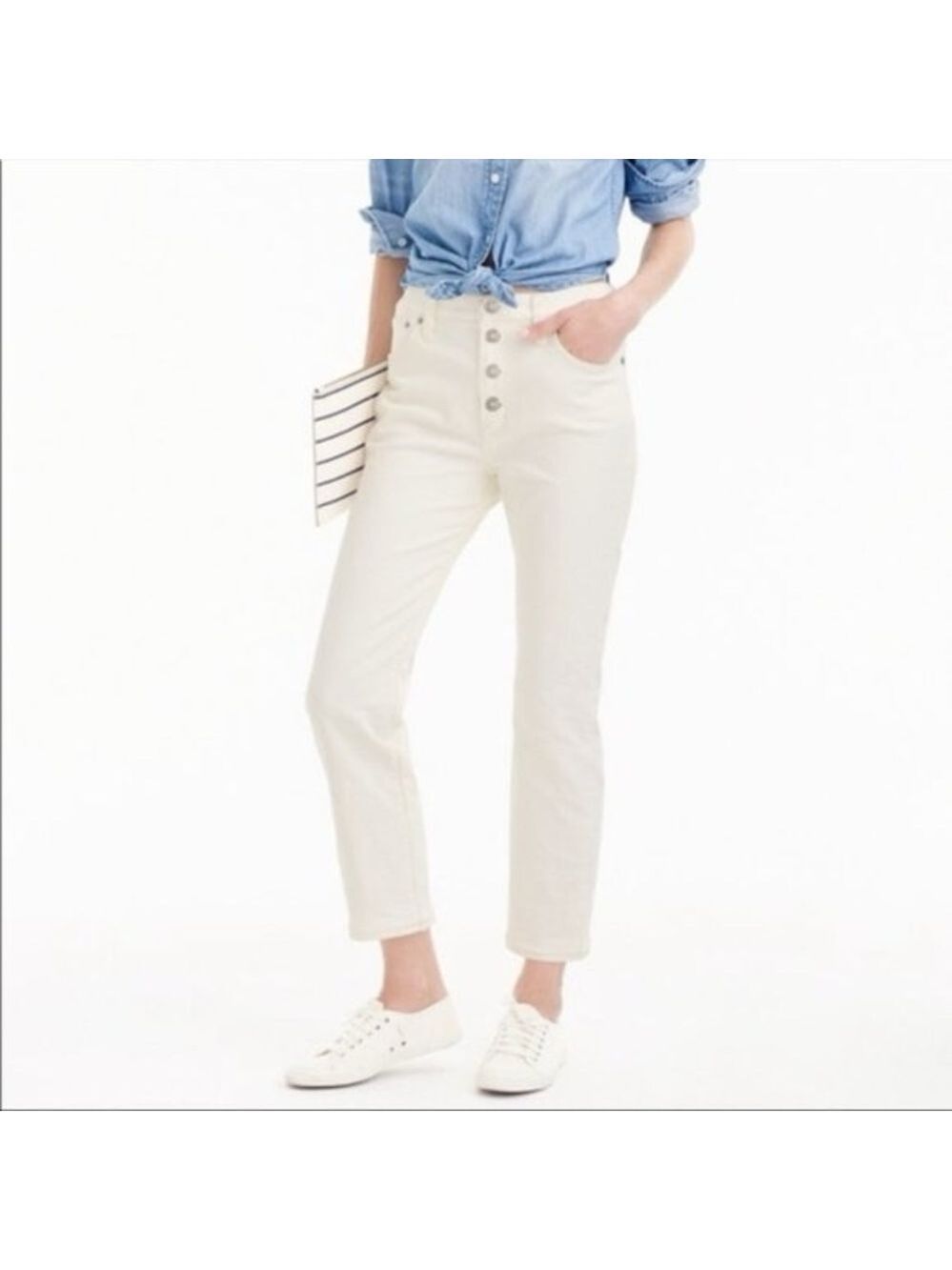 J. Crew White Vintage Crop Button Close Jeans Size 28